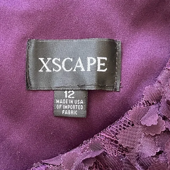 Xscape Purple Floral Lace Soutache Sheath Dress Size 12 NWT